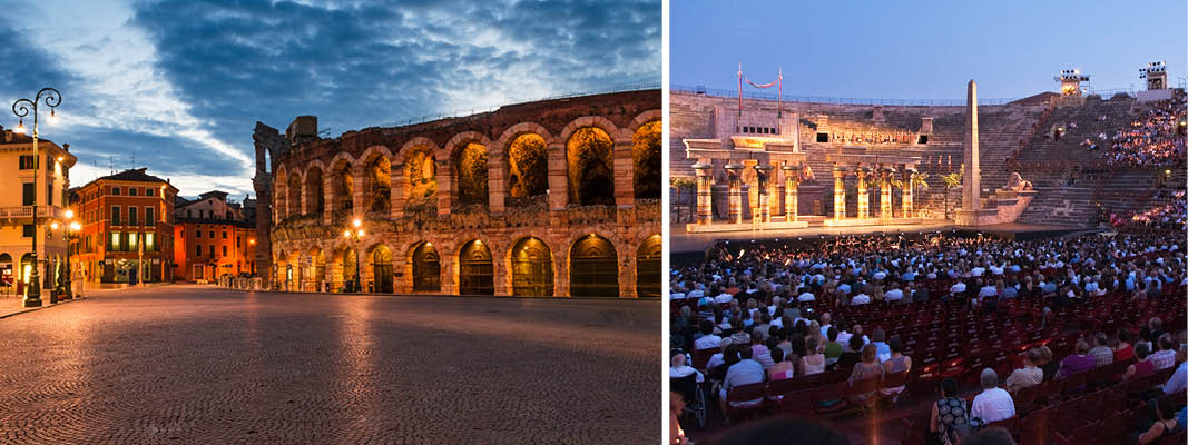 Opera i den udendørs arena. Verona, Italien.